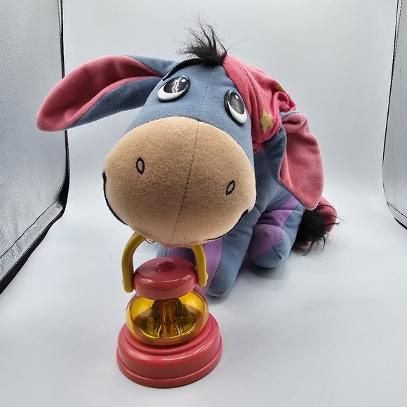VTG 1998 Disney Mattel Winnie the Pooh Eeyore Lantern Lights Up Plush 8" Works - Picture 6 of 6